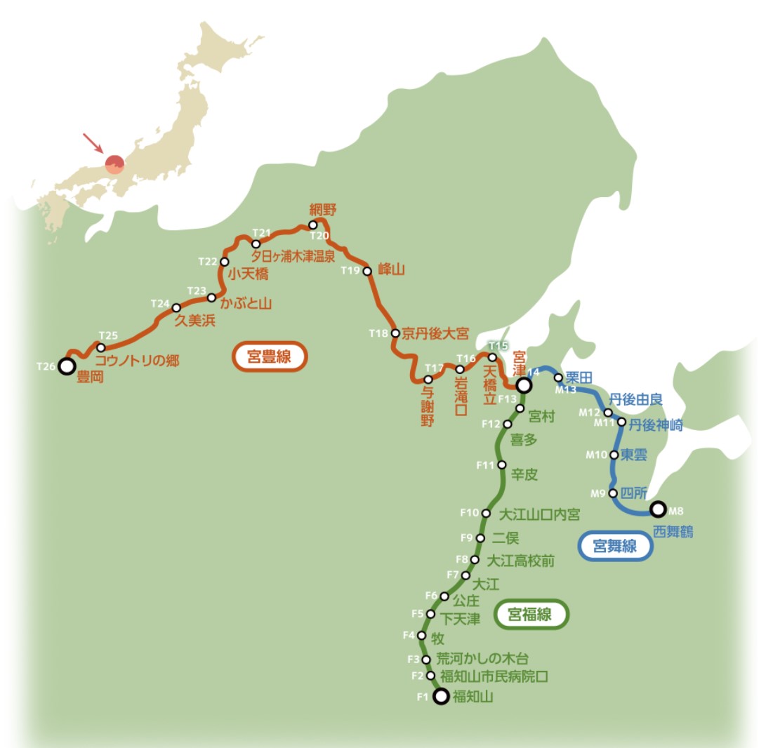 京都丹後鉄道観光列車　路線図