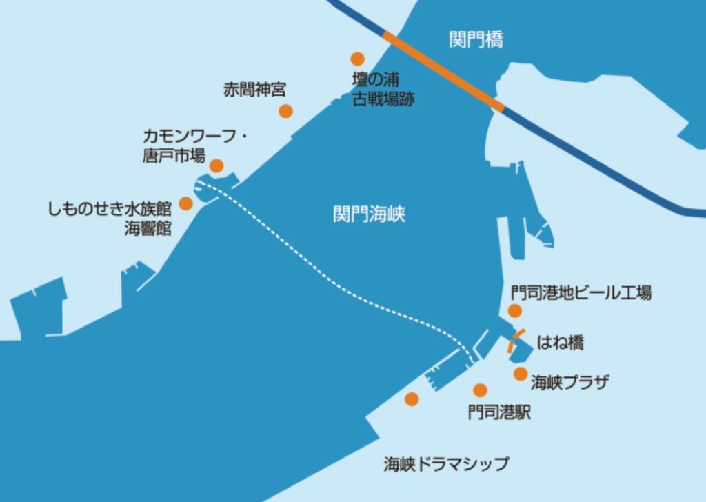 関門海峡を徒歩で渡る海底散歩　航路
