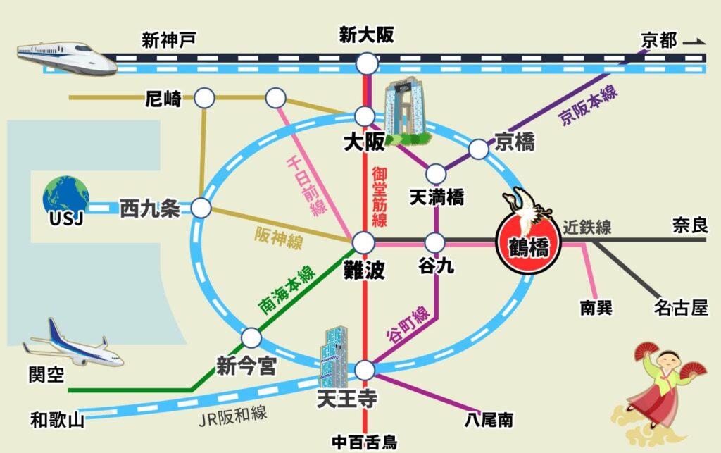 鶴橋生野コリアタウン　地図