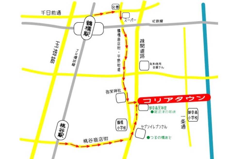 鶴橋生野コリアタウンキムチ　地図